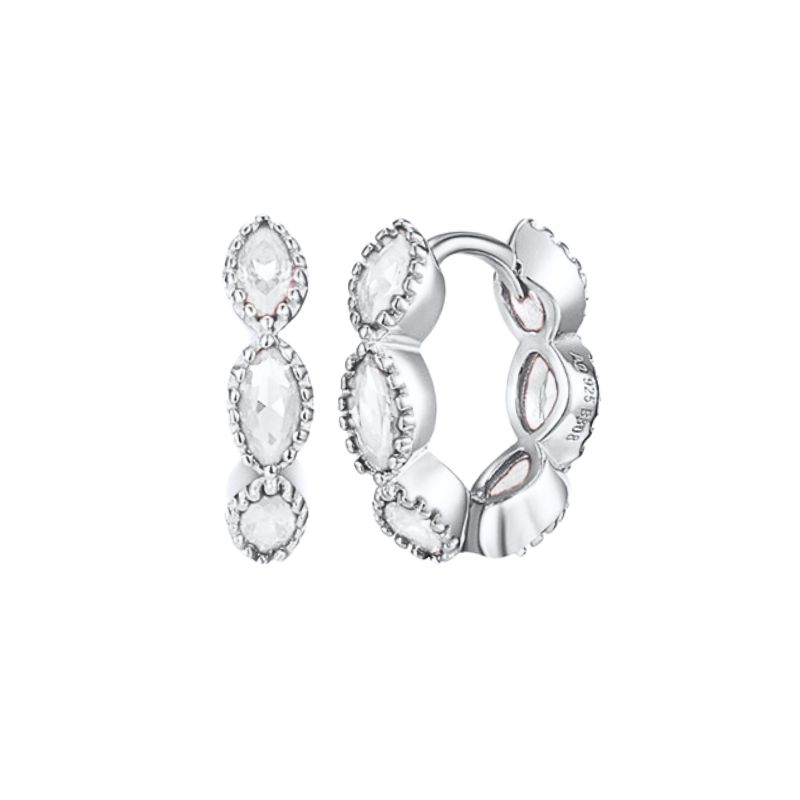 925 Silver Ear Buckles Fashion Hoop Earrings White Crystal Luxury Women's Earrings Wedding Women's Jewelry Premium Gift