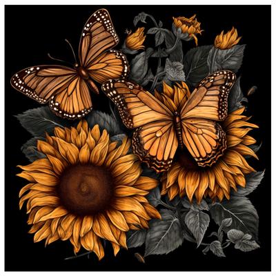 Peinture Diamant 5D DIY Point de Croix Tournesol Papillon Broderie Diamant Mosaïque Forage Rond Complet Décoration de Maison Artisanat