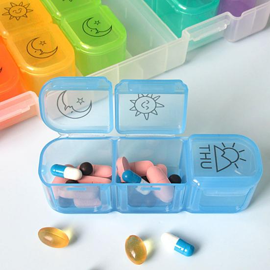 Pill Box Dust-proof Detachable 21 Grids 7 Days Weekly Pill Organizer for Supplement