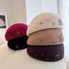 Japanese Hand-Sewn Flower Beret Women Autumn Winter Australian Wool Woolen Felt Hat Sweet Painter Hat Temperament Stewardess Hat