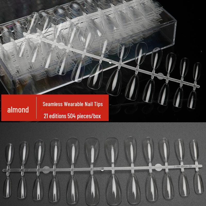 Frosted Trapezoid & Water Drop Almond Nail Extensions - No File Needed, Full and Half Cover. Perfect for Salons.