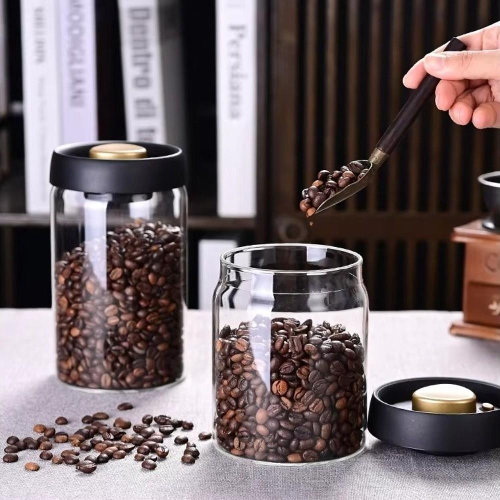 Airtight Lid Coffee Bean Storage Jar Glass Material Freshness Preservation Jar  for Coffee Storage