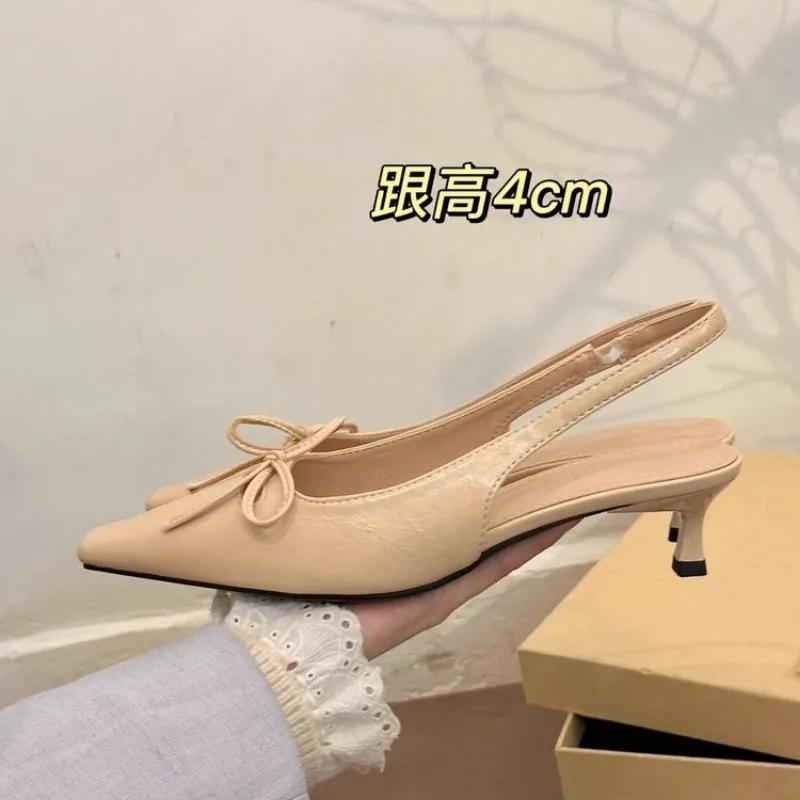 Luxury Fashion High Heels Female Sandals Butterfly-Knot Elegant Office Shoes Ladies Sexy Fashion Slingbacks Dress Shoes