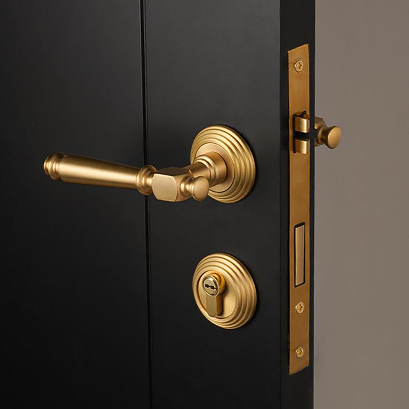 DOOROOM Luxury Brass Door Lock Modern Interior French Bedroom Door Handle Delicate Simple Room Living Room Furniture Hardware