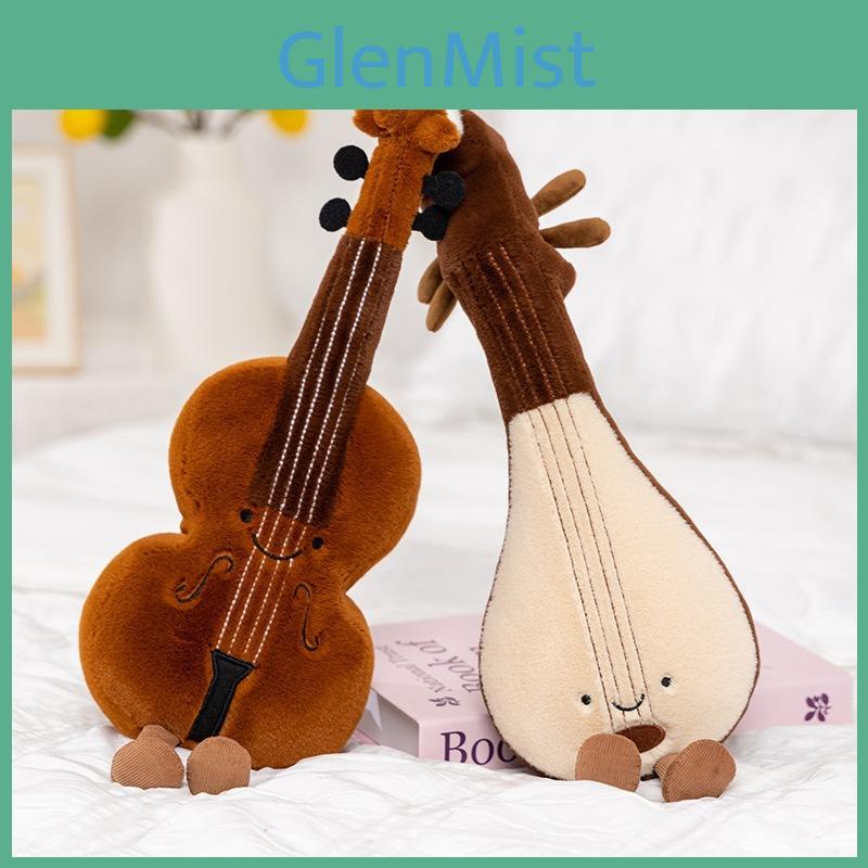 Musical Instrument Plush Toy Animal Design With Pp Cotton Fill Soft Short Fur Stuffed Pillow For Kids Gift