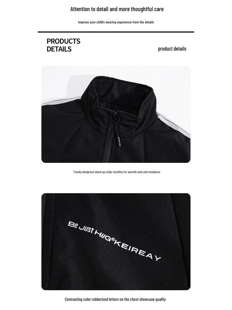 2025 Autumn/Winter Boys' Trendy Fleece Two-Piece Sports Set