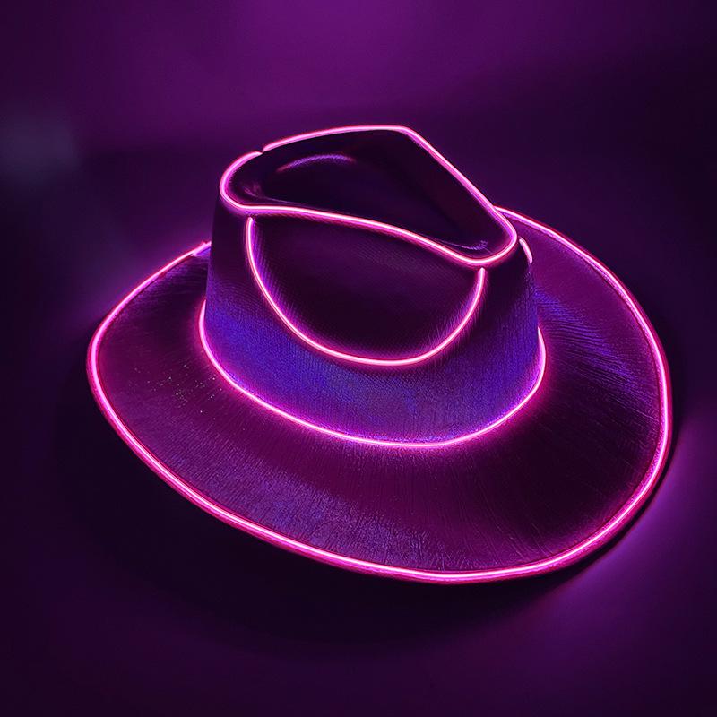 Iridescent LED Light-up Sequin Cowboy Hat for Christmas and Halloween Carnival