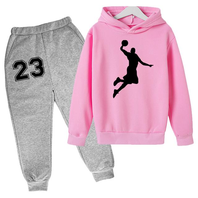 Basketbal Sport Hoodie Set Lente Herfst Top + Broek 2-delige Set Jongens Kinderen Meisjes Competitie Trainingskleding 100