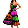 Women's Casual Round Neck Sleeveless Dress with Halloween Print for Party and Daily Wear