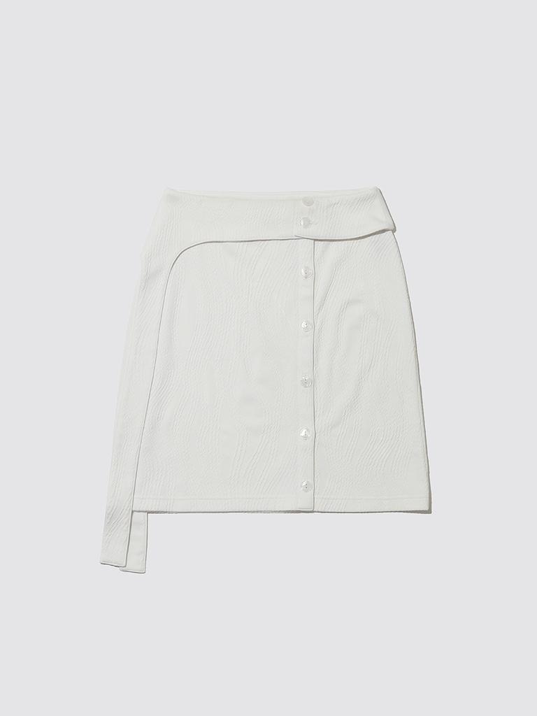 Minderly Jacquard Button Skirt - White