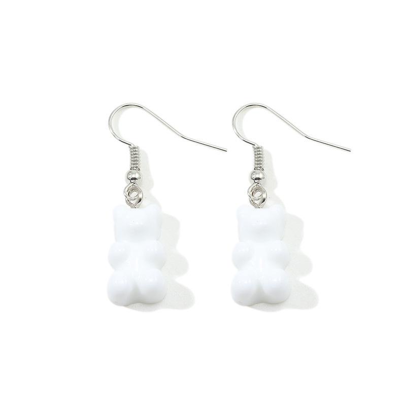 Colorful Jelly Resin Bear Earrings - European & American Fashion