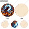 Halloween Owl Pumpkin Moon Round Flat Wooden Hanging Sign
