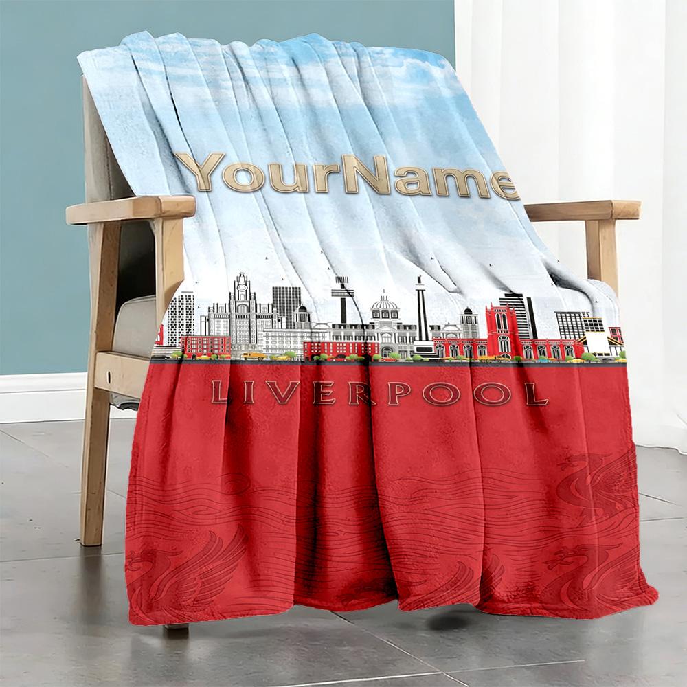 Liverpool Customize Text Blanket Gift Personalized Blanket Soft Warm Cozy Throw For Bedding Office Chair Home Decor Picnics All-Season Use