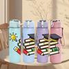 1PC Graduation Book Pencil Theme 750ml Color Plastic Sports Water Bottle Leakproof Flip Straw Lid Suitable for Sports Office Home Use