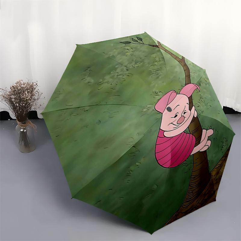 Winnie and Friends Themed Travel Umbrella-8 Ribs Automatic Opening and Closing, Portable Folding Design, Compact and Stylish Umbrella