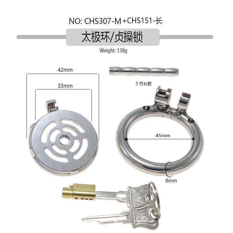 New Stainless Steel Flat Penis Cage Chastity Lock CB Chastity Cleaner Men's Outdoor Wear with Hollow Tube