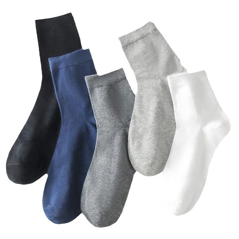 Men's Mid-Tube Solid Color Socks - Black Deodorant, Sweat-Absorbent, Business Casual for All Seasons