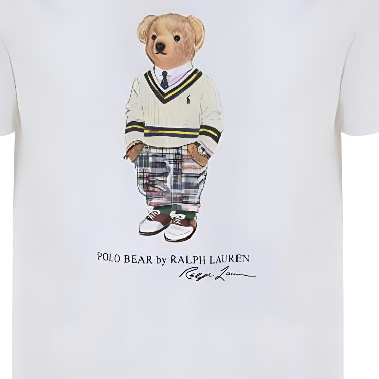 Polo Ralph Lauren SS23 Bear Logo Print Crew Neck Simple Short Sleeve T-Shirt Men T-Shirt White 710853310-018