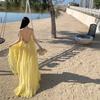 Seaside Vacation Dress Women's Summer New Celebrity Temperament Neck Halter Yellow Long Skirt