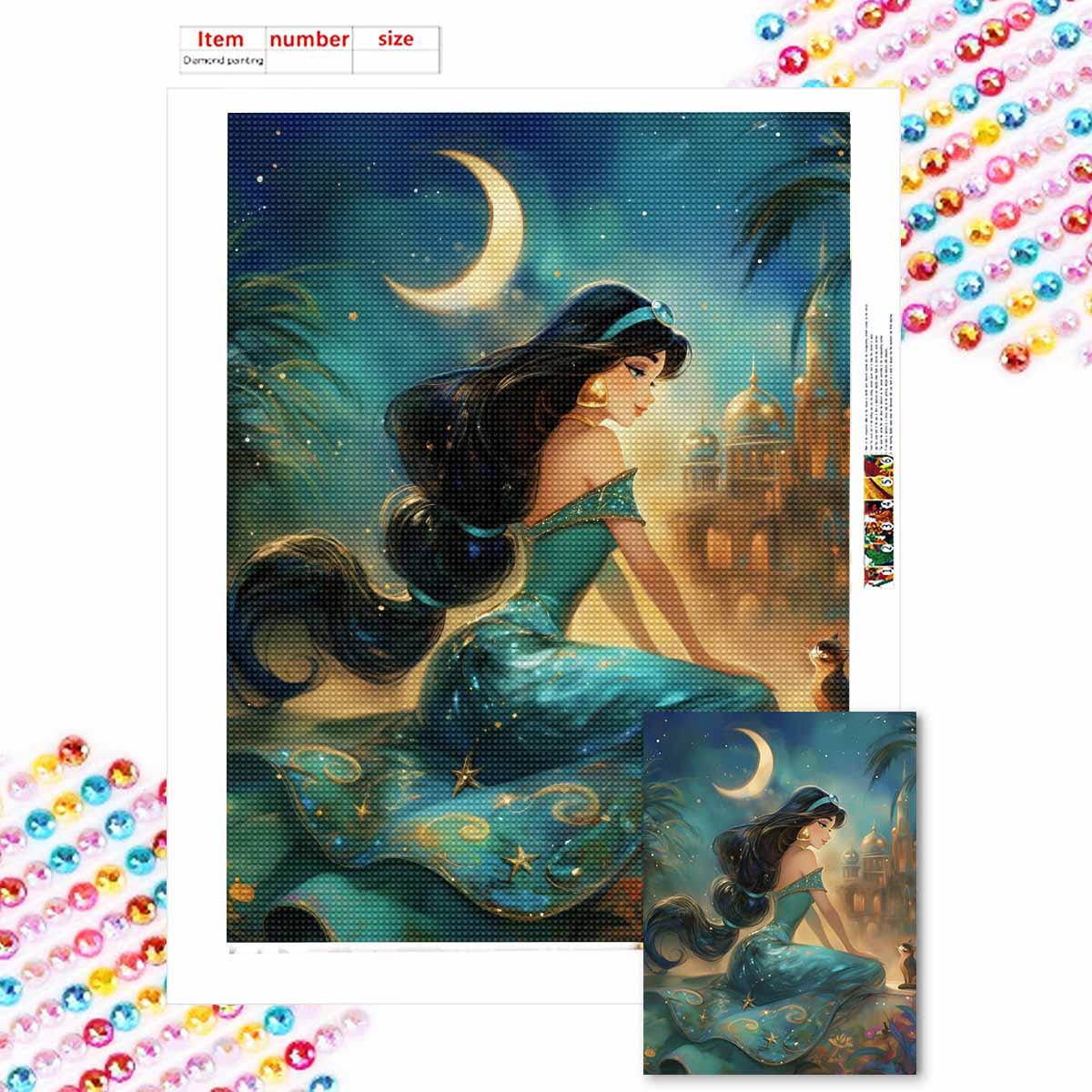 

5D Алмазная Живопись Сделай Сам Принцесса под Лунным Светом Полная Выкладка Стразами Мозаика Вышивка Изделия Ручной Работы Декор для Дома Подарок Round 20x30cm