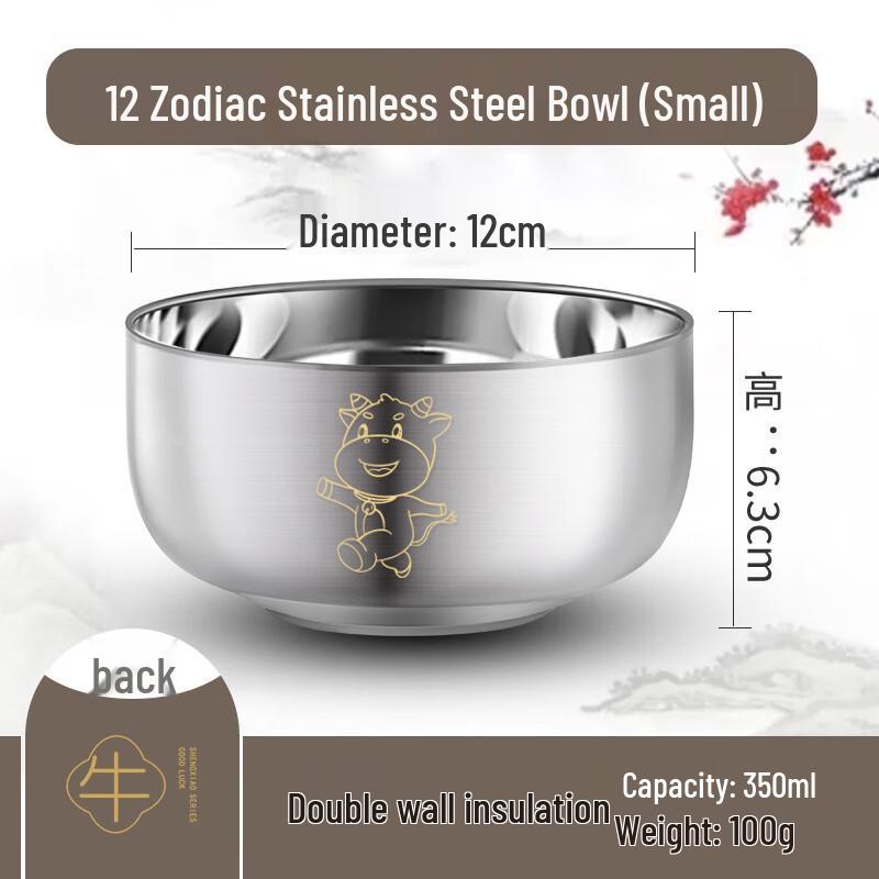 ZISIZ 304 Stainless Steel Kids Zodiac Animal Bowl