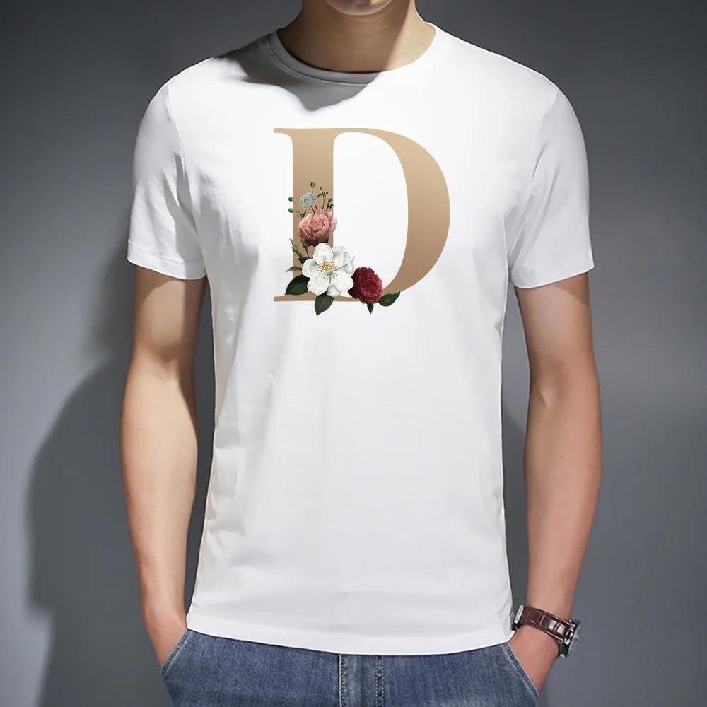 T-Shirt O-Neck Harajuku 2022 Summer Fashion Top Men Clothing Streetwear Men's Hip Hop 26 Letter Printed T Shirt Commuter Top Tee