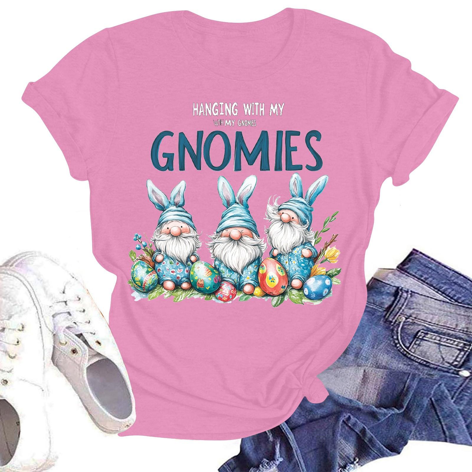 

Женская повседневная модная уличная футболка с коротким рукавом и принтом в виде Пасхи S розовый