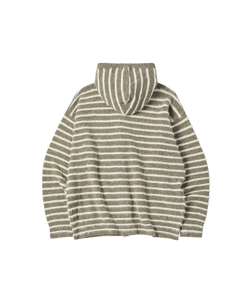 Comoninoz Hood Stripe Cardigan [Brown]