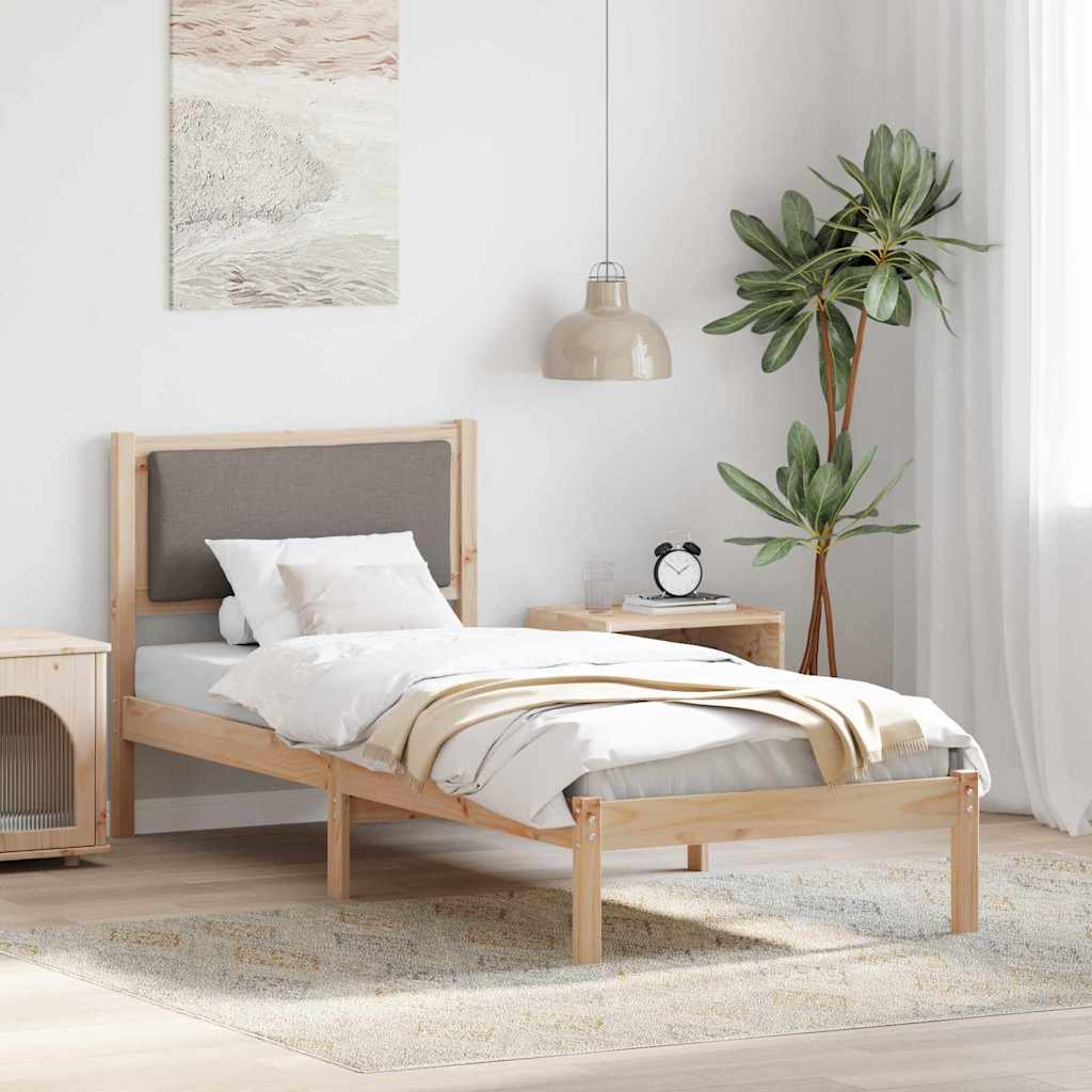 Bed Frame with Headboard Taupe 80 x 200 cm Solid Pine Wood