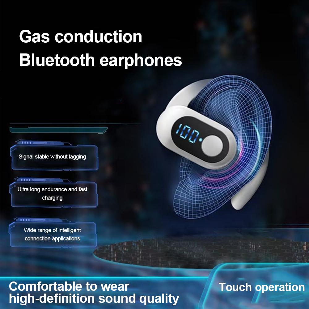 Bluetooth 5.3 Headphone Signle Digital Display Sports Headset Wireless Ear Hook Earphone HiFi Stereo Noise Reduction Earbud