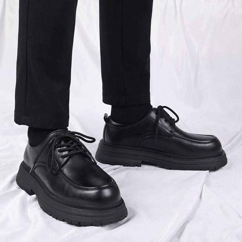 Fashion Business Thick Soled Men's Shoes Fashionable Classic Design Style Wedding Outdoor Trendy Party Daily Office Black Shoes New