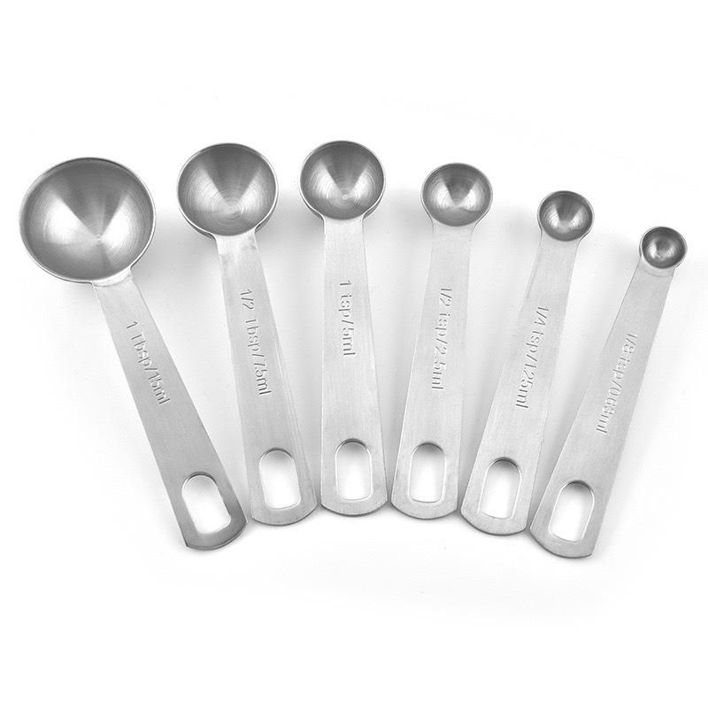 6pcs/set Stainless Steel Measuring Spoons Set Measuring Spoons for Baking Sugar Coffee Measure Scoop Kitchen Meters Kit LS006