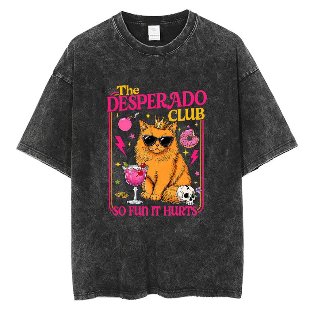 2026 Game Dungeon Crawler Carl Vintage Washed Tshirt Men Women Cat Humor Fashion Aesthetic Short Sleeve Tshirts Y2k Streetwear