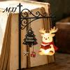 Vintage Library Lantern Decor Christmas Lantern, Mini Decorative Bookshelf Reading Lamp, Metal LED Dark Academic Room Night Light with Happy