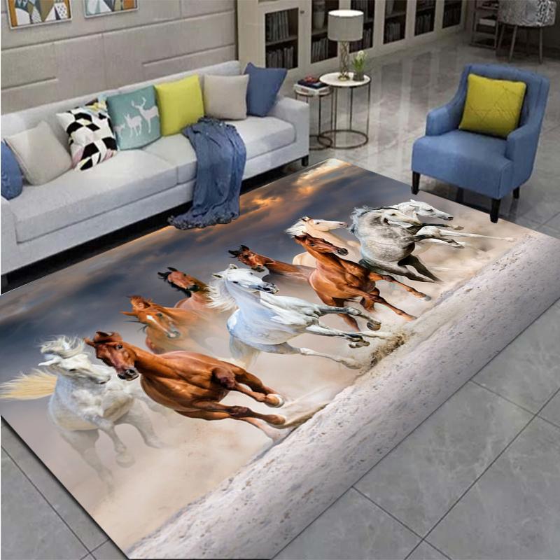 3D Horse Printed Large Carpet,doormat,living Room,bedroom,bathroom Decoration Animal - Running Horse Pattern Anti Slip Floor Mat