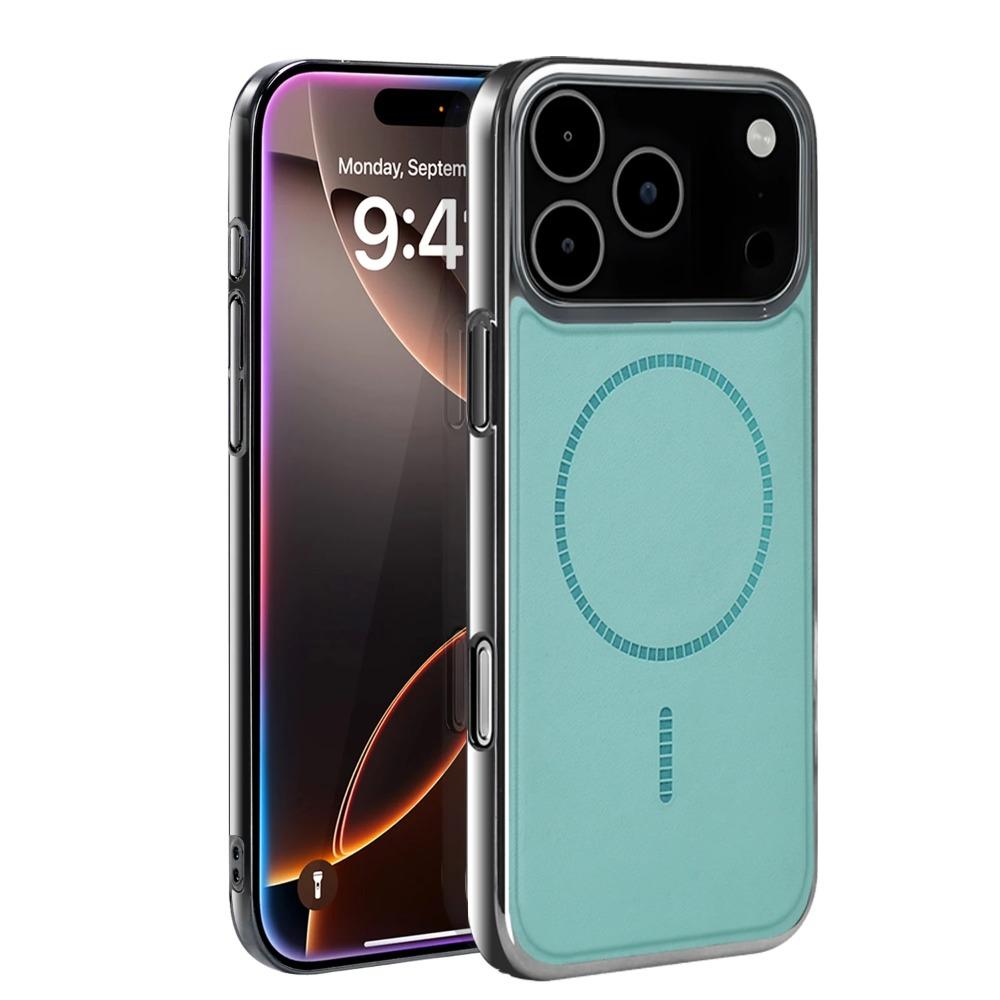 Business Slim Leather Texture Phone Case For IPhone 17 ProMax Air 16 15 14 Plus 13 12 Magnetic Charging Plating Protective Cover
