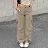 Women's Solid Color High Waist Slim Fit Loose Sports Casual Workwear Trousers
