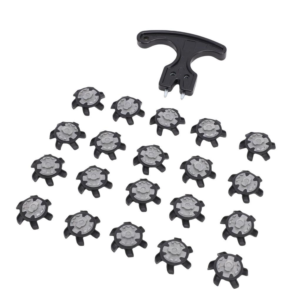 20PCS Replacement Shoe Cleats and 1 Removal Spanner Non Slip Shoe Spikes for Outdoor Use Black