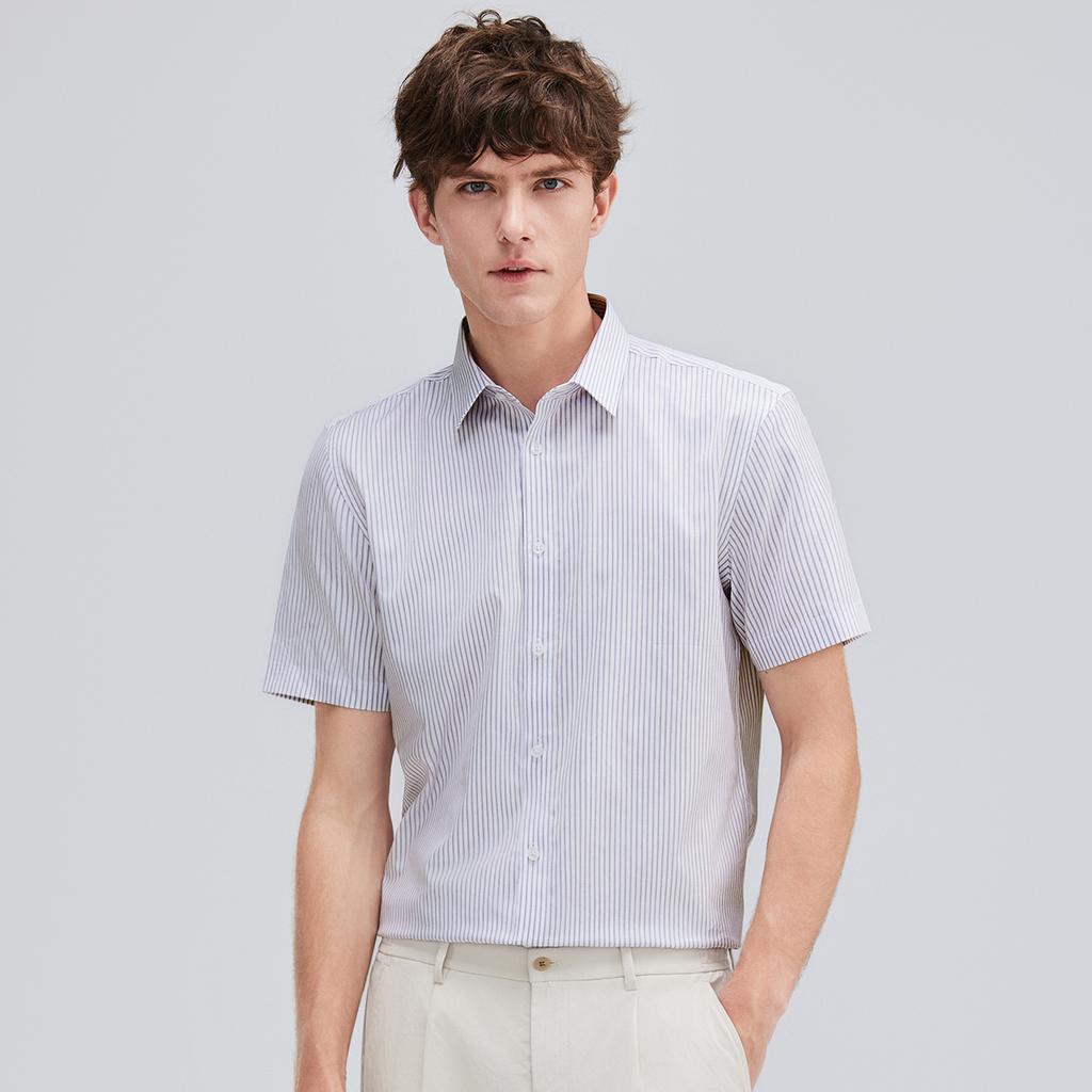 Pure Cotton Stripes Men's Business Casual Breathable Short Sleeve Shirt