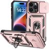 Para iPhone 11 12 13 14 15 Pro Max Capa Slide Câmera Armadura Capa de Telefone para iPhone 15 Plus X XS XR 13 14 Pro Suporte Anel Capa Traseira