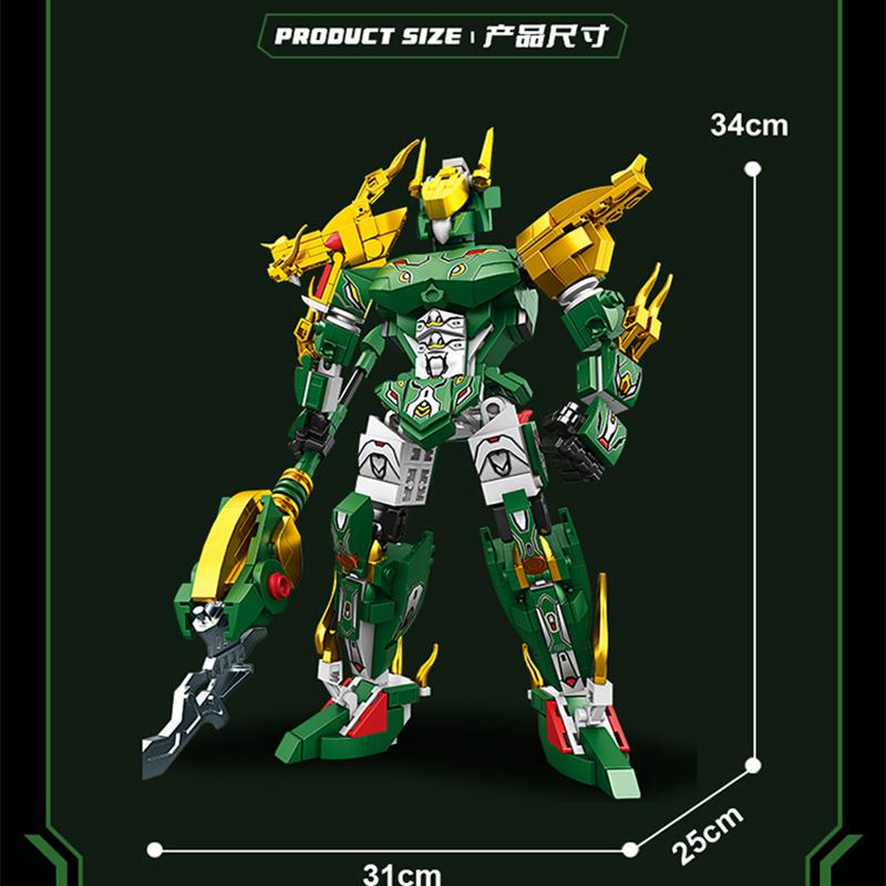 Zielony Koń Transformowalny Robot Klocki Superbohater Mecha Zwierzę Klocki DIY Montaż Zabawki Prezent Urodzinowy Świąteczny dla Dzieci