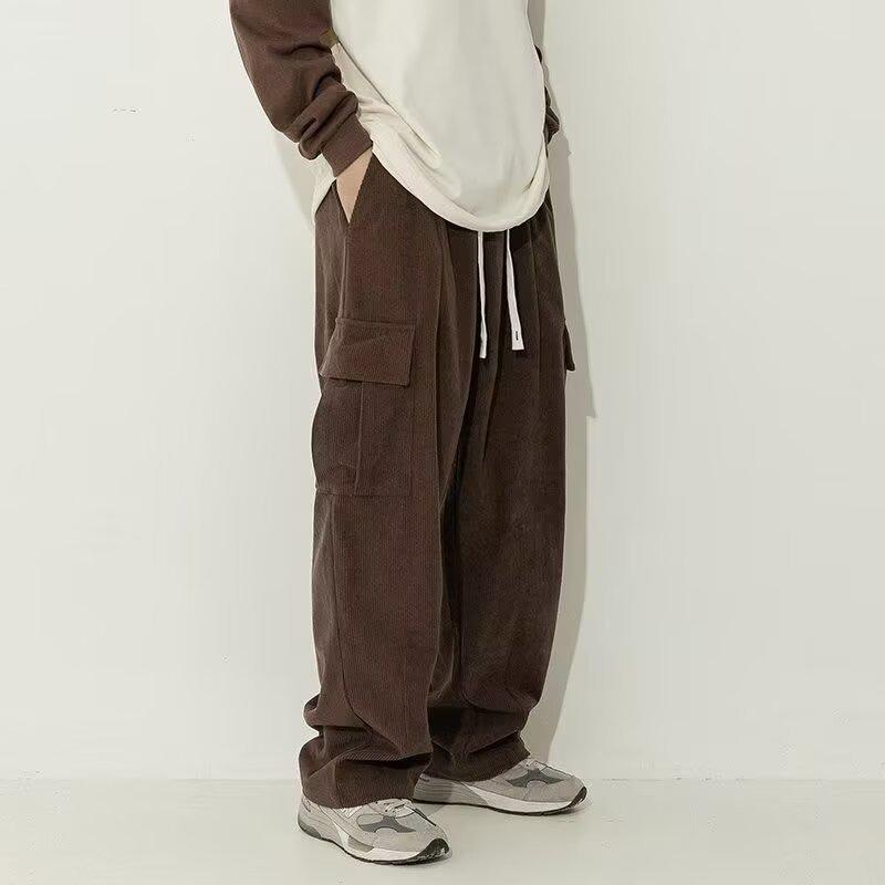 Men s 2026 Corduroy Multi-Pocket Cargo Pants - Autumn Casual Straight Loose Fit L