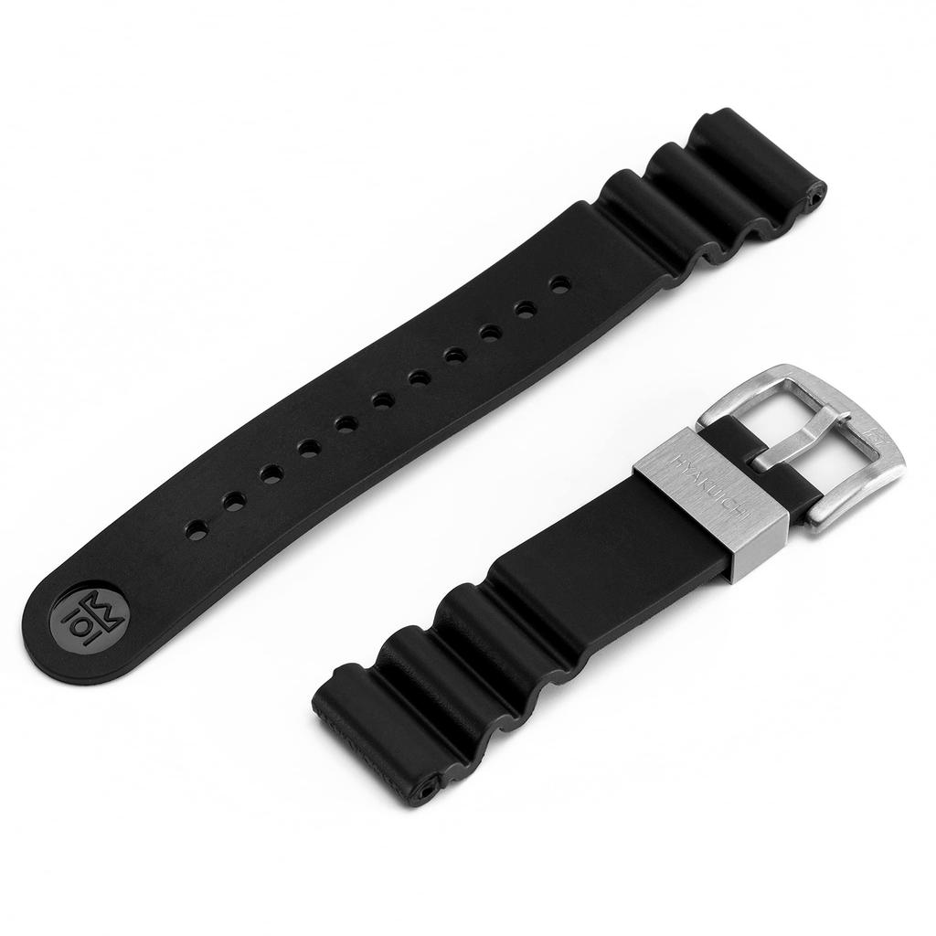 Replacement Rubber Strap for 22mm Silver [HYAKUICHI 101] HYAKUICHI, Wide,