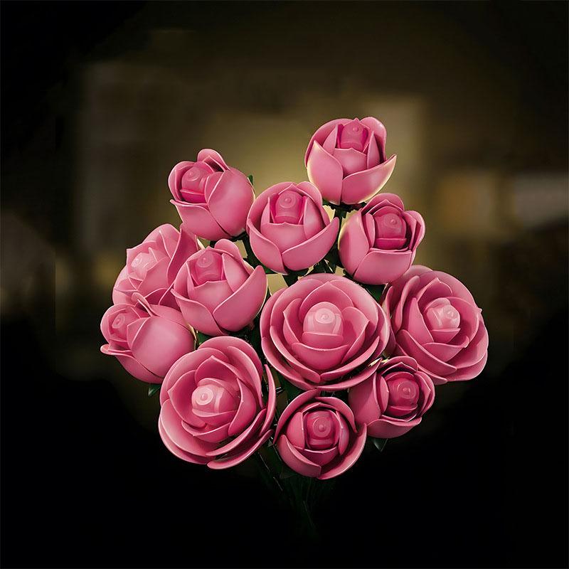 2026 Rose Building Blocks Set DIY Roses Brick Valentine's Day Gift Simulation Bouquet Puzzle Assembly Adult Toys Home Decoration