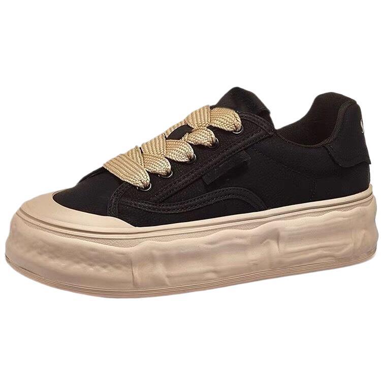 Thick-soled German Training Shoes Women's 2025 New Dissolved Small Black Shoes Low-top Non-slip Board Shoes Casual Versatile Sports Shoes