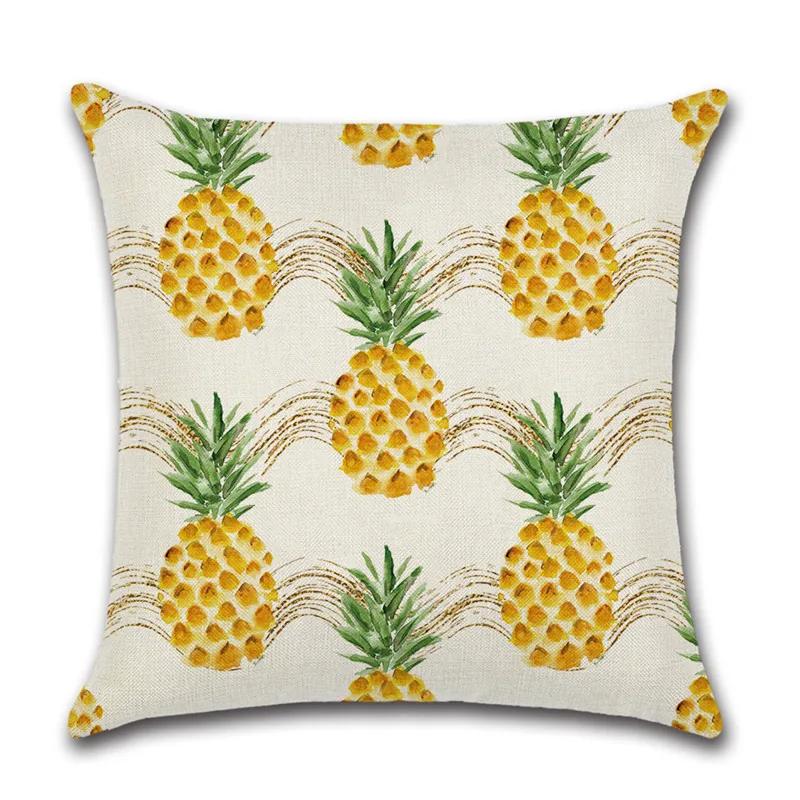 Summer Pineapple Truck Bicycle Printed Decorative Throw Pillow Case Linen Cushion Cover Almofada Home Sofa Car Decortive