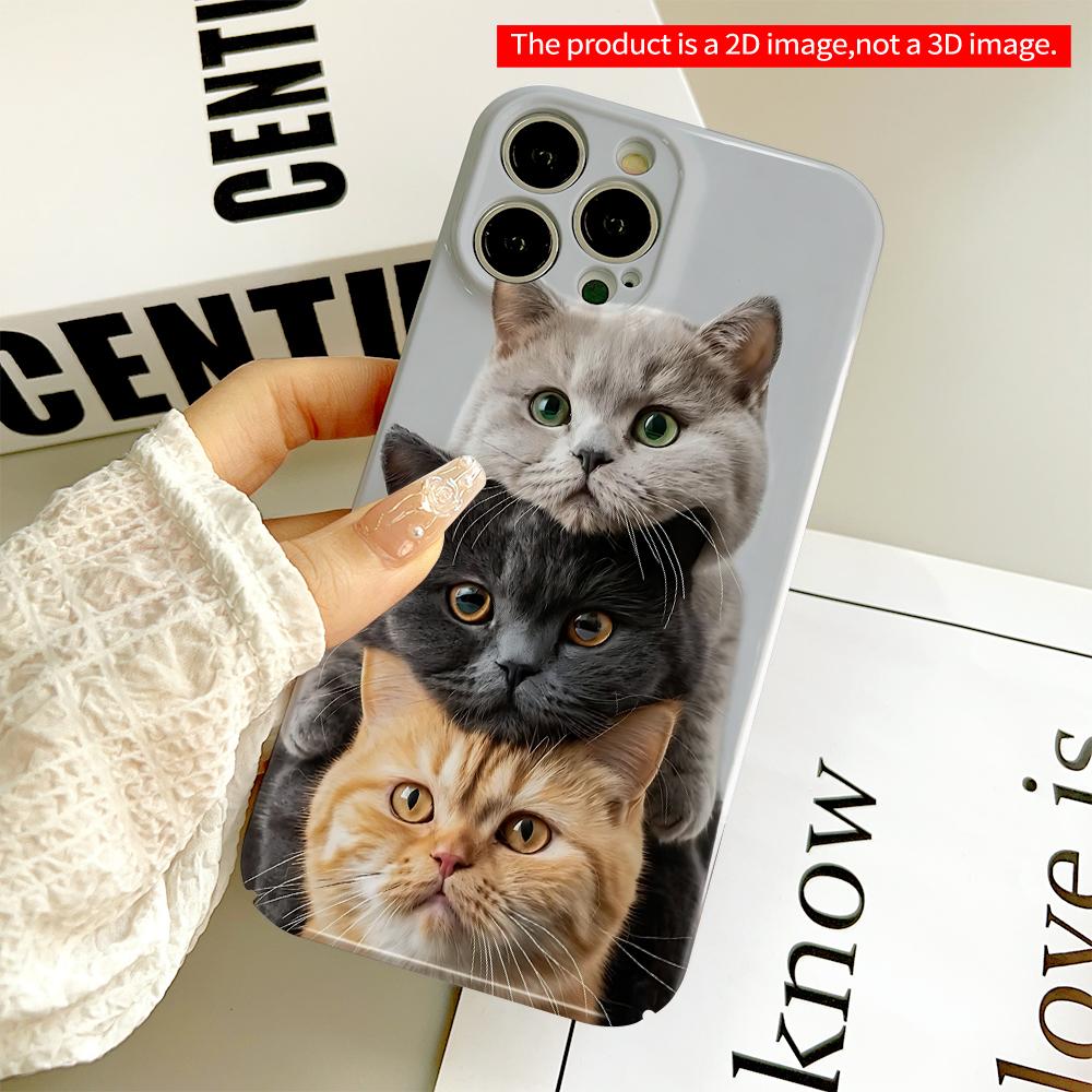 Stacked Cats Trio Phone Case All inclusive film hard phone case, compatible with iPhone 18 Pro Max 17 16 15 14 13 12 11