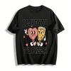 I Love You To Pizza Heart Print Casual Couple Short Sleeve Tee Pure Cotton T-shirt