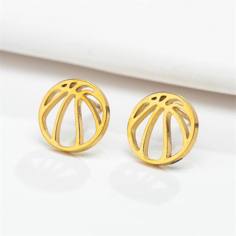 Stainless Steel Basketball Stud Earrings for Men Women Sports Lovers Simple Round Earring Jewelry Fitness Gifts