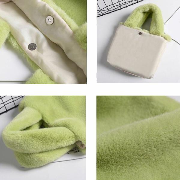 WTEMPO Women’s Solid Color Large Capacity Buckle Top-Handle Bags Versatile Casual Warm Plush Underarm Bags